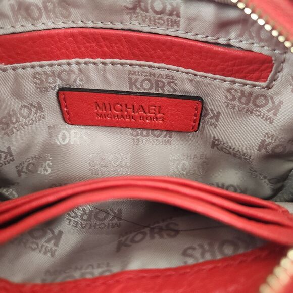 Michael Kors Hamilton Red Crossbody Bag Gold Chain Hardware Small Size Chic - Picture 7 of 9